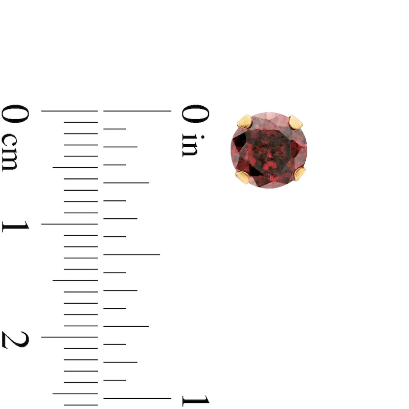 Main Image 2 of Child's 4.0mm Dark Red Cubic Zirconia Solitaire Stud Earrings in 14K Gold