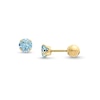 Thumbnail Image 1 of Child's 4.0mm Light Blue Cubic Zirconia Solitaire Stud Earrings in 14K Gold