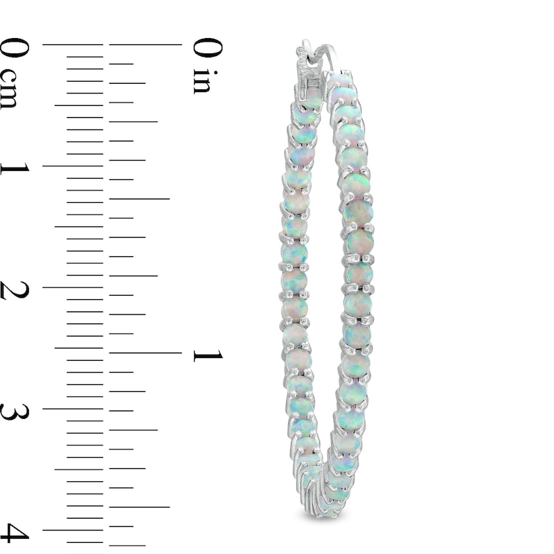 Main Image 3 of Lab-Created Opal Inside-Out Hoop Earrings in Sterling Silver