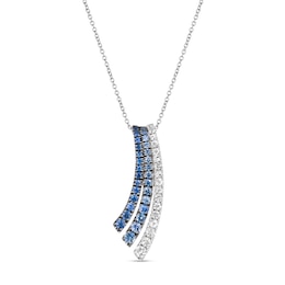 Le Vian® Blueberry Sapphire™ and Vanilla Sapphire™ Denim Ombré™ Curved Multi-Row Necklace in 14K Vanilla Gold™