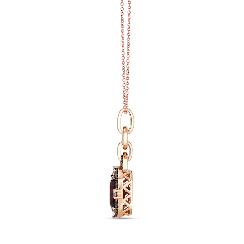 Main Image 2 of Le Vian® Emerald-Cut Raspberry Rhodolite Garnet® and 0.45 CT. T.W. Diamond Pendant in 14K Strawberry Gold™