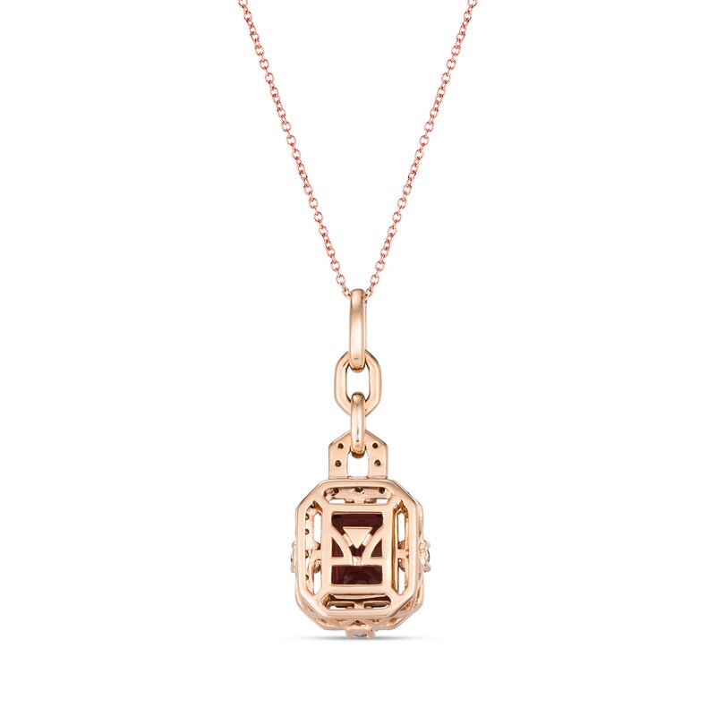 Main Image 3 of Le Vian® Emerald-Cut Raspberry Rhodolite Garnet® and 0.45 CT. T.W. Diamond Pendant in 14K Strawberry Gold™