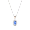Thumbnail Image 0 of Le Vian® Oval Blueberry Sapphire™ and 0.08 CT. T.W. Diamond Frame Pendant in 14K Vanilla Gold™