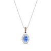 Thumbnail Image 1 of Le Vian® Oval Blueberry Sapphire™ and 0.08 CT. T.W. Diamond Frame Pendant in 14K Vanilla Gold™