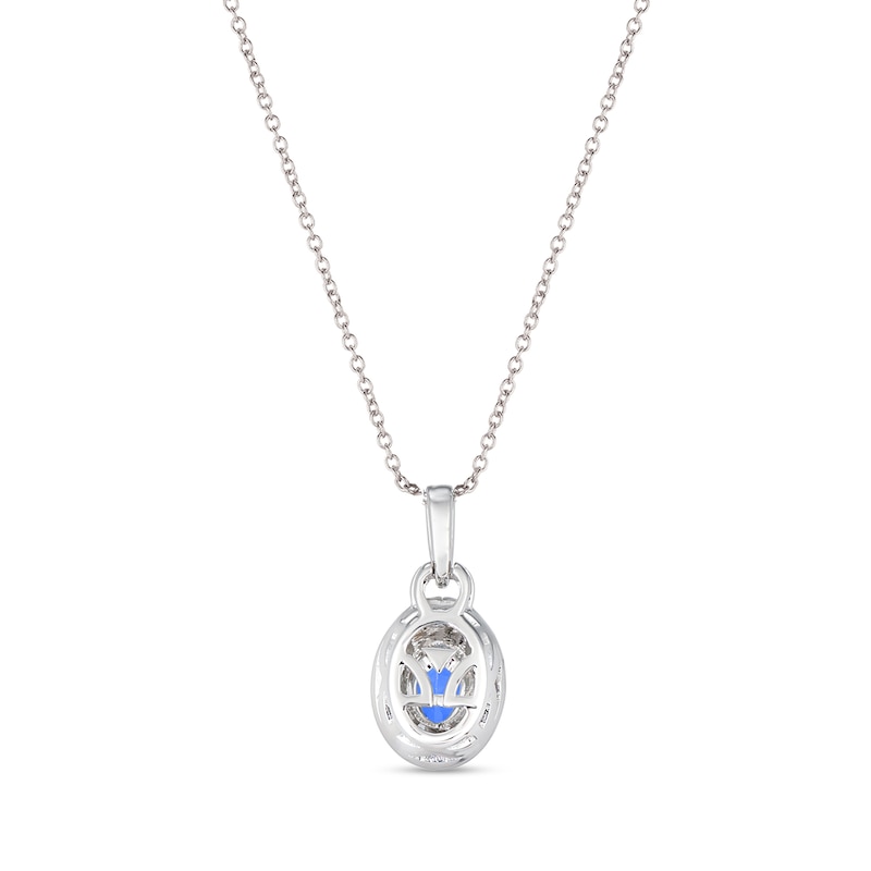 Le Vian® Oval Blueberry Sapphire™ and 0.08 CT. T.W. Diamond Frame Pendant in 14K Vanilla Gold™