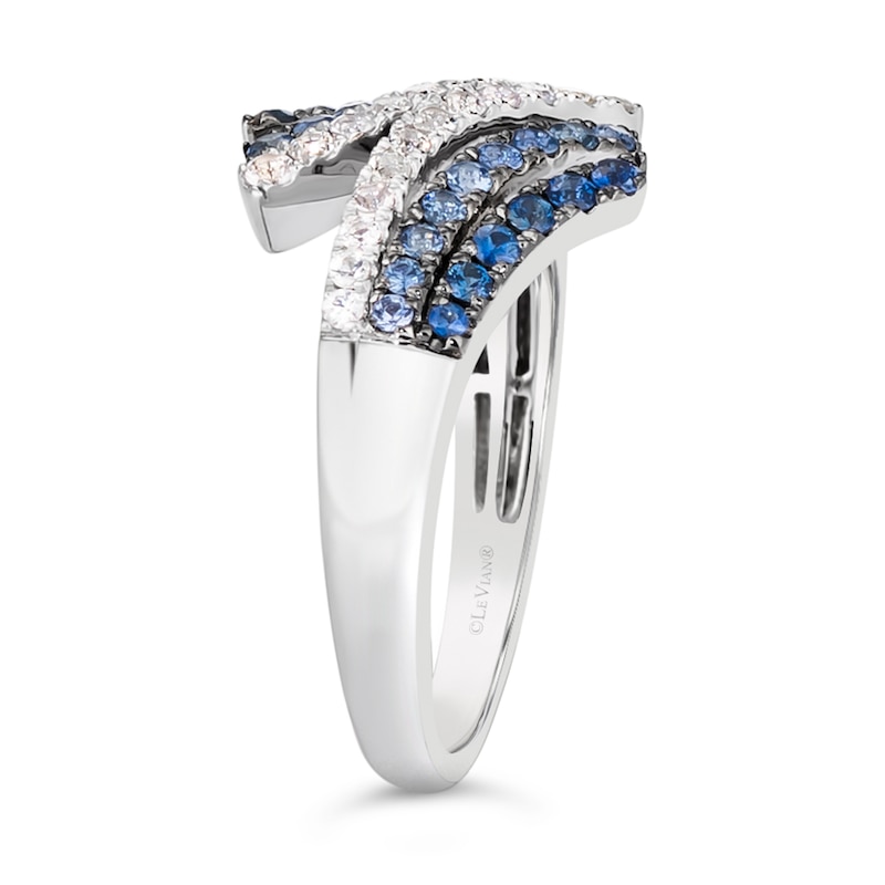Main Image 3 of Le Vian® Blueberry Sapphire™ and Vanilla Sapphire™ Denim Ombré™ Bypass Multi-Row Ring in 14K Vanilla Gold™