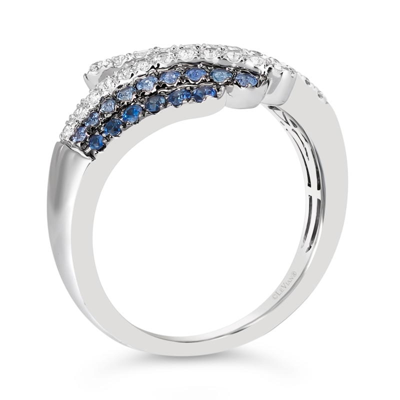 Main Image 4 of Le Vian® Blueberry Sapphire™ and Vanilla Sapphire™ Denim Ombré™ Bypass Multi-Row Ring in 14K Vanilla Gold™