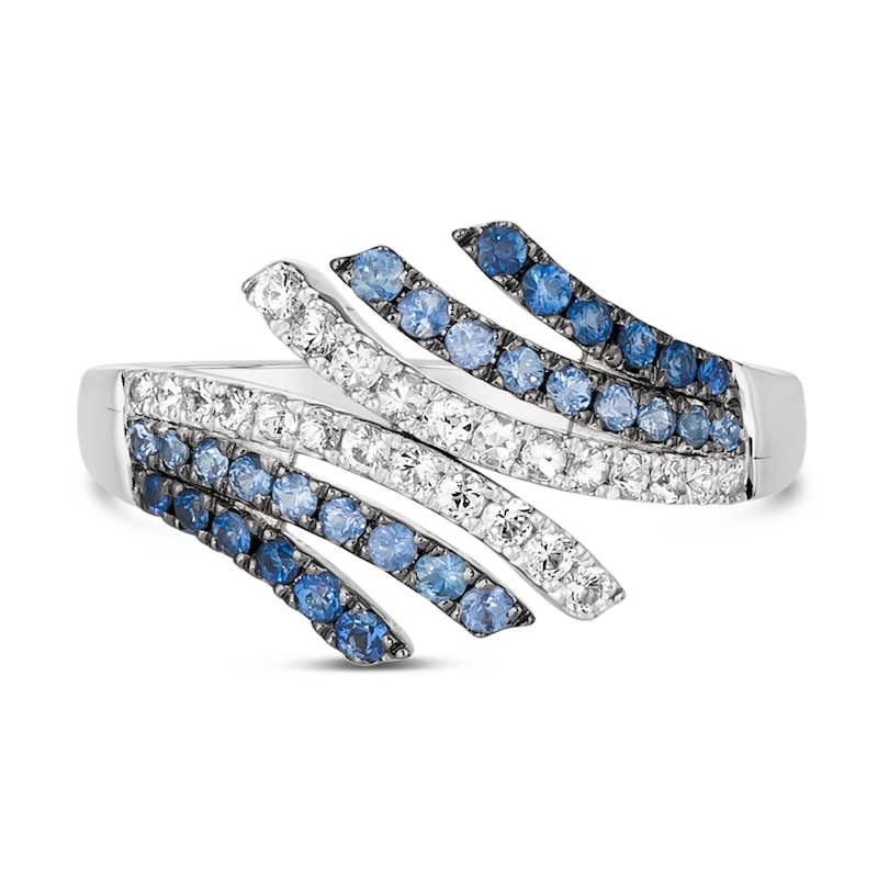 Main Image 5 of Le Vian® Blueberry Sapphire™ and Vanilla Sapphire™ Denim Ombré™ Bypass Multi-Row Ring in 14K Vanilla Gold™