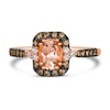 Thumbnail Image 3 of Le Vian® Oval Peach Morganite™ and 0.25 CT. T.W. Diamond Frame Tri-Sides Ring in 14K Strawberry Gold™