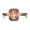 Thumbnail Image 4 of Le Vian® Oval Peach Morganite™ and 0.25 CT. T.W. Diamond Frame Tri-Sides Ring in 14K Strawberry Gold™