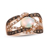 Thumbnail Image 1 of Le Vian® Sideways Oval Neopolitan Opal™ and 0.57 CT. T.W. Diamond Open Intertwined Ring in 14K Strawberry Gold™