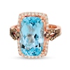 Thumbnail Image 0 of Le Vian® Elongated Cushion-Cut Ocean Blue Topaz™ and 0.52 CT. T.W. Diamond Frame Ring in 14K Strawberry Gold™