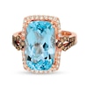 Thumbnail Image 1 of Le Vian® Elongated Cushion-Cut Ocean Blue Topaz™ and 0.52 CT. T.W. Diamond Frame Ring in 14K Strawberry Gold™