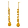 Thumbnail Image 0 of Faceted Multi-Shaped Citrine and White Lab-Created Sapphire Dangle Drop Earrings in Sterling Silver with 14K Gold Plate