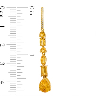 Faceted Multi-Shaped Citrine and White Lab-Created Sapphire Dangle Drop Earrings in Sterling Silver with 14K Gold Plate