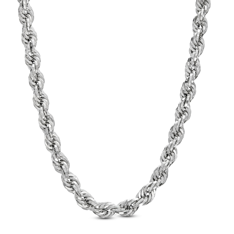 Men's 3.15mm Rope Chain Necklace in Hollow 10K White Gold - 20"