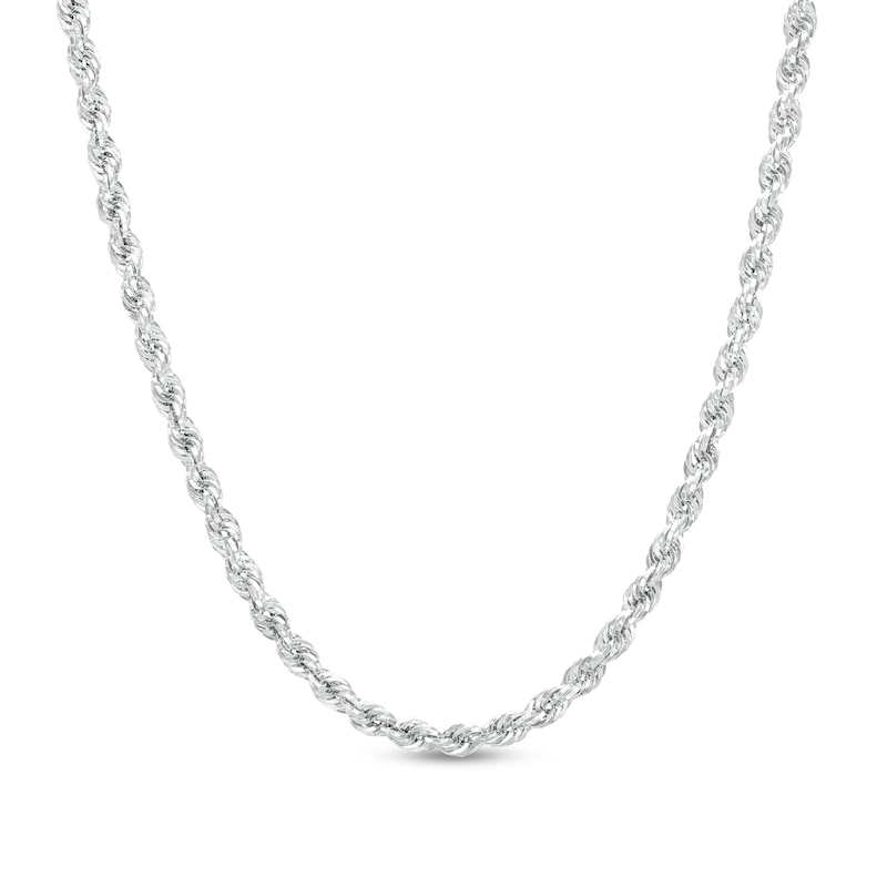 Main Image 1 of Men's 3.15mm Rope Chain Necklace in Hollow 10K White Gold - 24"