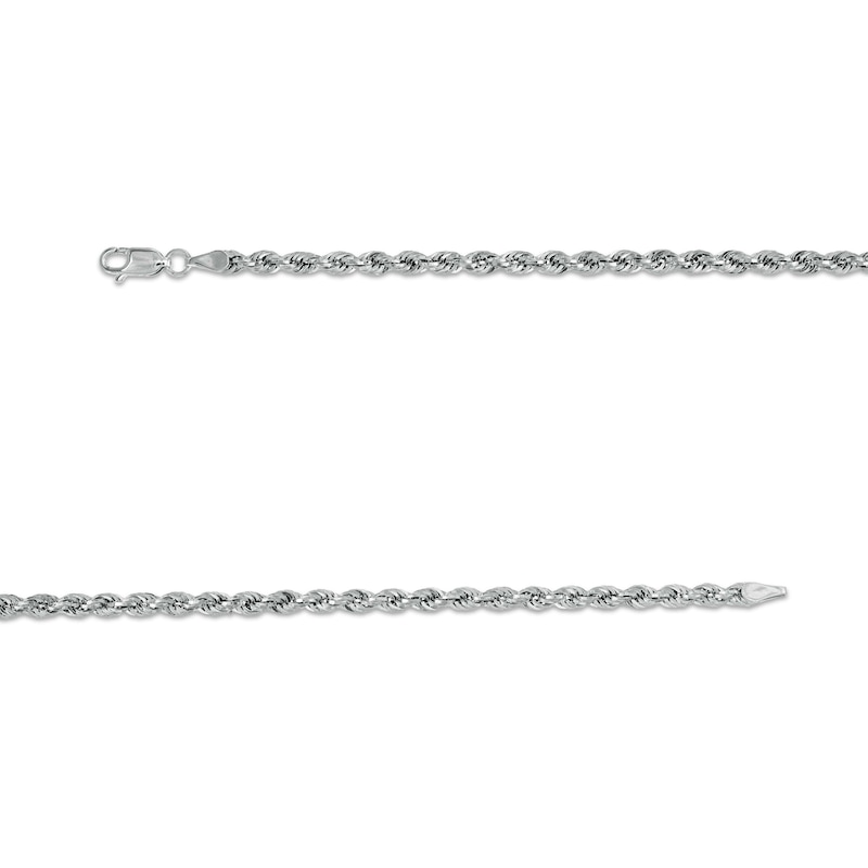 Men's 3.15mm Rope Chain Necklace in Hollow 10K White Gold - 24"