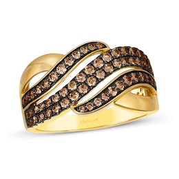 Le Vian Chocolate Diamonds® 0.74 CT. T.W. Diamond Waves Bypass Ring in 14K Honey Gold™