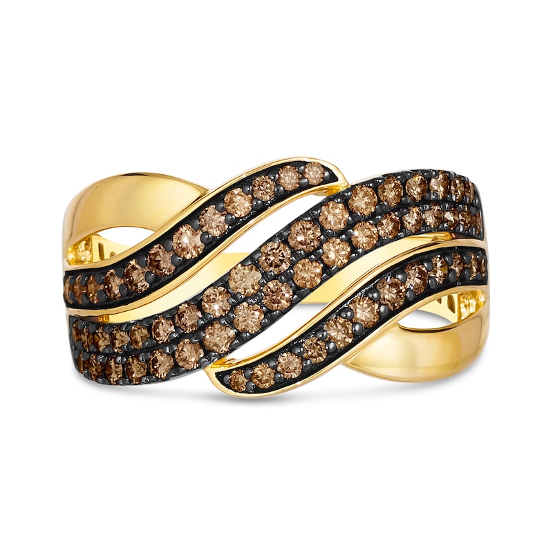 Le Vian Chocolate Diamonds® 0.74 CT. T.W. Diamond Waves Bypass Ring in 14K Honey Gold™