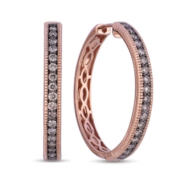 Le Vian Chocolate Diamonds® 0.67 CT. T.W. Diamond Hoop Earrings in 14K Strawberry Gold™