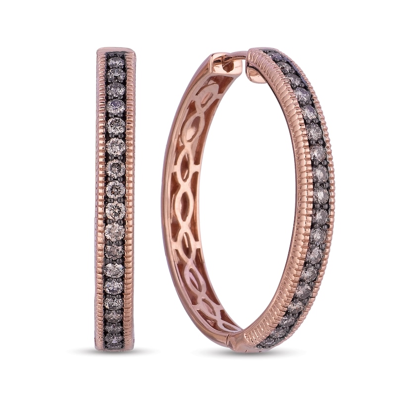 Le Vian Chocolate Diamonds® 0.67 CT. T.W. Diamond Hoop Earrings in 14K Strawberry Gold™|Peoples Jewellers