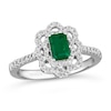 Thumbnail Image 0 of Le Vian® Oval Costa Smeralda Emeralds™ and 0.30 CT. T.W. Diamond Floral Frame Ring in Platinum