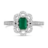 Thumbnail Image 3 of Le Vian® Oval Costa Smeralda Emeralds™ and 0.30 CT. T.W. Diamond Floral Frame Ring in Platinum