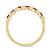 Thumbnail Image 3 of Marquise-Cut Lab-Created Ruby and 0.19 CT. T.W. Diamond Flower Petal Band in Sterling Silver with 14K Gold Plate
