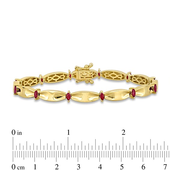 Eternally Bonded Marquise-Cut Ruby Station Cinch Line Bracelet in 10K Gold - 7.25"