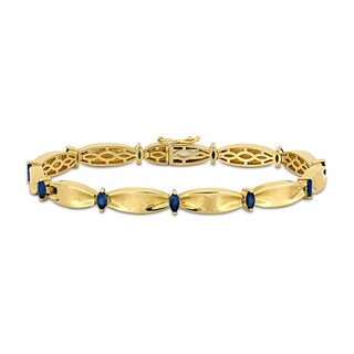 Eternally Bonded Marquise-Cut Blue Sapphire Station Cinch Line Bracelet in 10K Gold - 7.25"