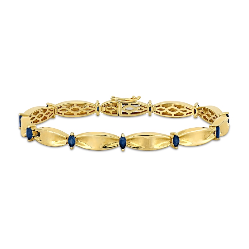 Main Image 1 of Eternally Bonded Marquise-Cut Blue Sapphire Station Cinch Line Bracelet in 10K Gold - 7.25"