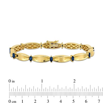 Eternally Bonded Marquise-Cut Blue Sapphire Station Cinch Line Bracelet in 10K Gold - 7.25"