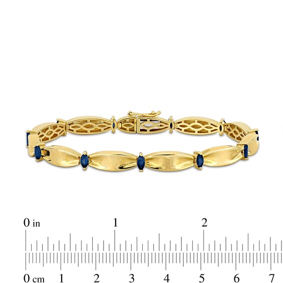 Eternally Bonded Marquise-Cut Blue Sapphire Station Cinch Line Bracelet in 10K Gold - 7.25"