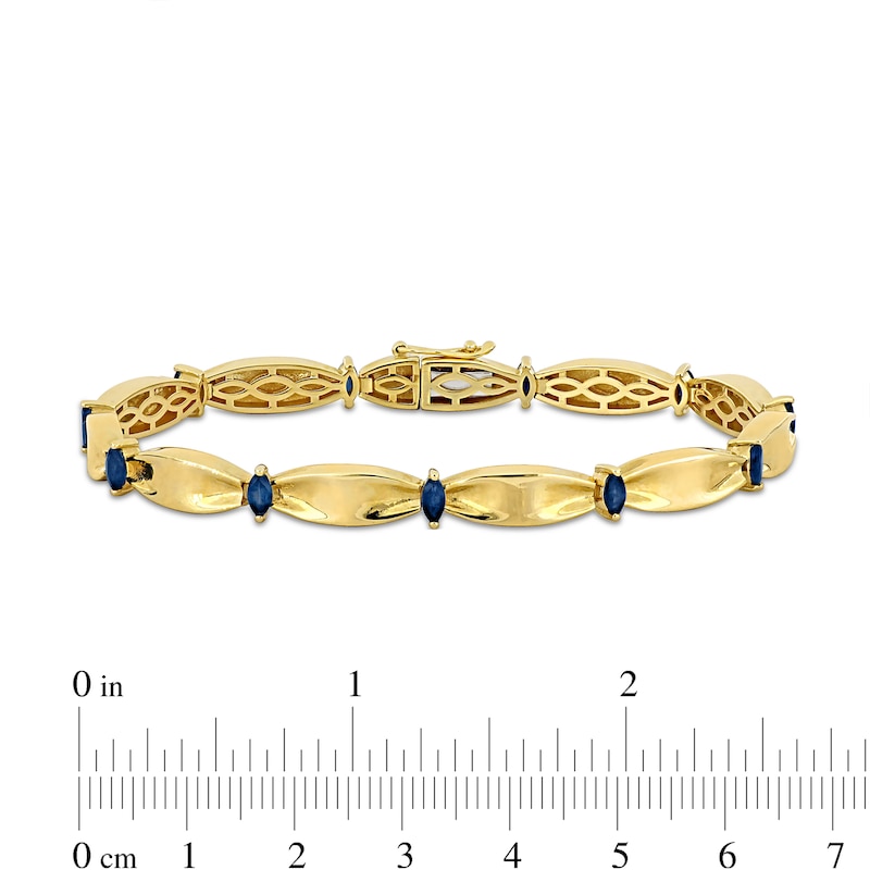 Main Image 2 of Eternally Bonded Marquise-Cut Blue Sapphire Station Cinch Line Bracelet in 10K Gold - 7.25"
