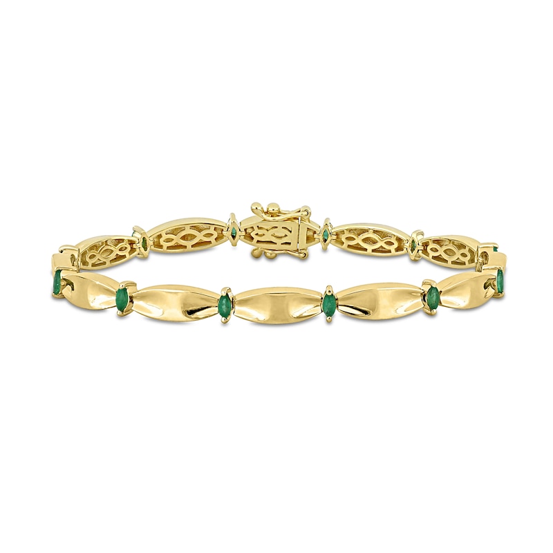 Eternally Bonded Marquise-Cut Emerald Station Cinch Line Bracelet in 10K Gold - 7.25"|Peoples Jewellers