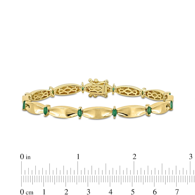 Main Image 2 of Eternally Bonded Marquise-Cut Emerald Station Cinch Line Bracelet in 10K Gold - 7.25"