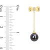 Eternally Bonded 8.5-9.0mm Black Tahitian Cultured Pearl and Diamond Accent Bow Stud Chain Drop Earrings in 10K Gold