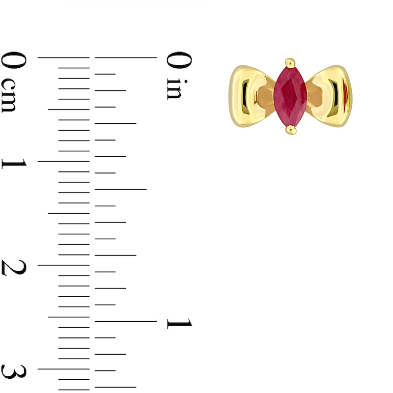 Main Image 3 of Eternally Bonded Marquise-Cut Ruby Bow Stud Earrings in 10K Gold