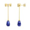 Thumbnail Image 1 of Eternally Bonded Faceted Pear-Shaped Blue Lab-Created Sapphire and Diamond Accent Bow Stud Chain Drop Earrings in 10K Gold