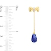 Thumbnail Image 2 of Eternally Bonded Faceted Pear-Shaped Blue Lab-Created Sapphire and Diamond Accent Bow Stud Chain Drop Earrings in 10K Gold