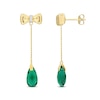 Thumbnail Image 1 of Eternally Bonded Faceted Pear-Shaped Lab-Created Emerald and Diamond Accent Bow Stud Chain Drop Earrings in 10K Gold
