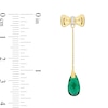 Thumbnail Image 2 of Eternally Bonded Faceted Pear-Shaped Lab-Created Emerald and Diamond Accent Bow Stud Chain Drop Earrings in 10K Gold