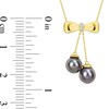 Thumbnail Image 2 of Eternally Bonded 8.5-9.0mm Black Tahitian Cultured Pearl and Diamond Accent Bow Necklace in 10K Gold