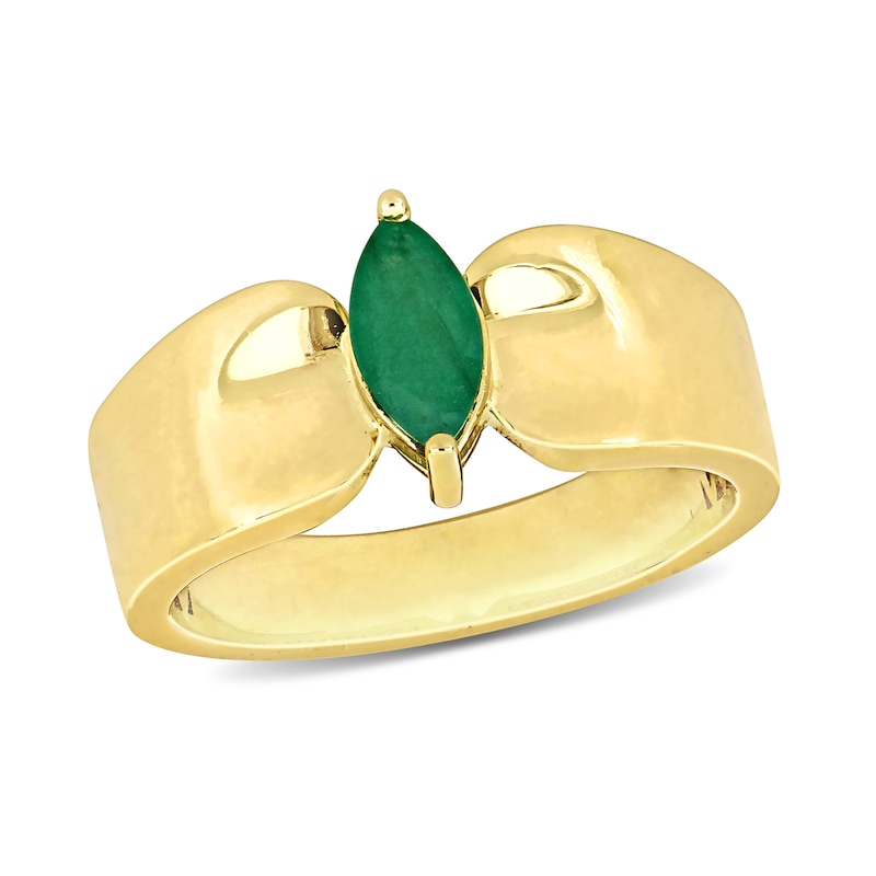 Eternally Bonded Marquise-Cut Emerald Solitaire Ring in 10K Gold|Peoples Jewellers
