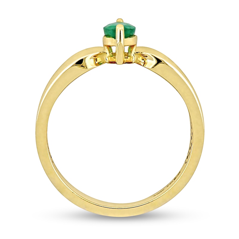 Main Image 3 of Eternally Bonded Marquise-Cut Emerald Solitaire Ring in 10K Gold