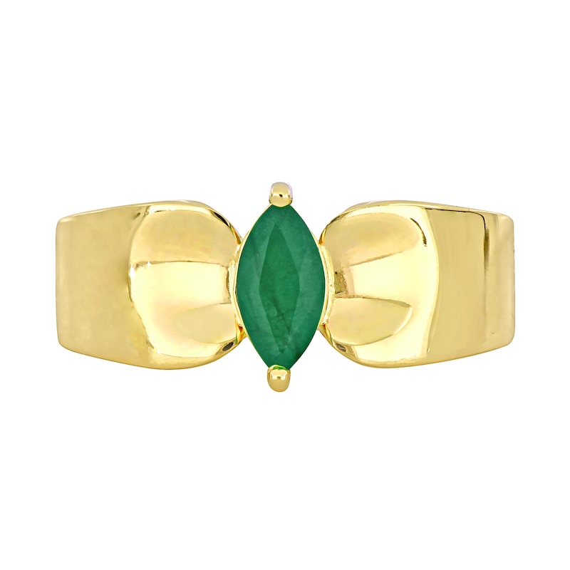Main Image 4 of Eternally Bonded Marquise-Cut Emerald Solitaire Ring in 10K Gold
