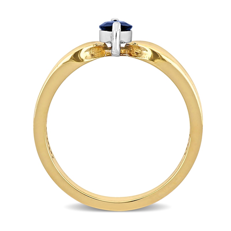 Eternally Bonded Marquise-Cut Blue Sapphire Solitaire Ring in 10K Gold