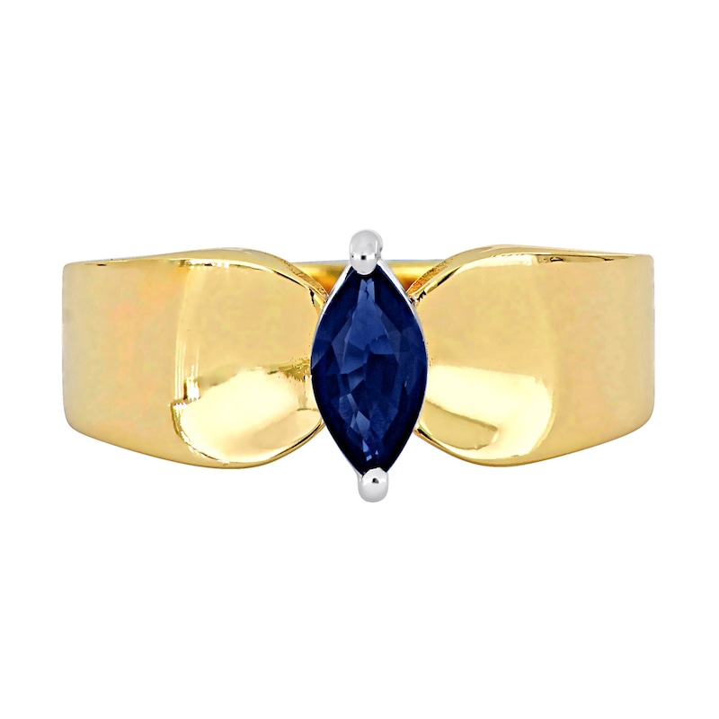 Eternally Bonded Marquise-Cut Blue Sapphire Solitaire Ring in 10K Gold