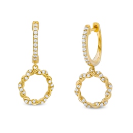 Circle of Gratitude® Collection 0.30 CT. T.W. Diamond Braided Dangle Hoop Earrings in 10K Gold